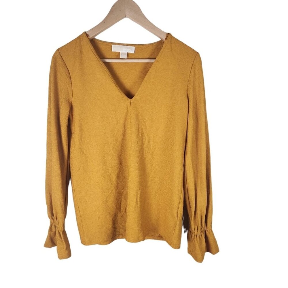 MICHAEL Michael Kors Blouse Size XS V Neck Long Gathered Sleeve Blouse